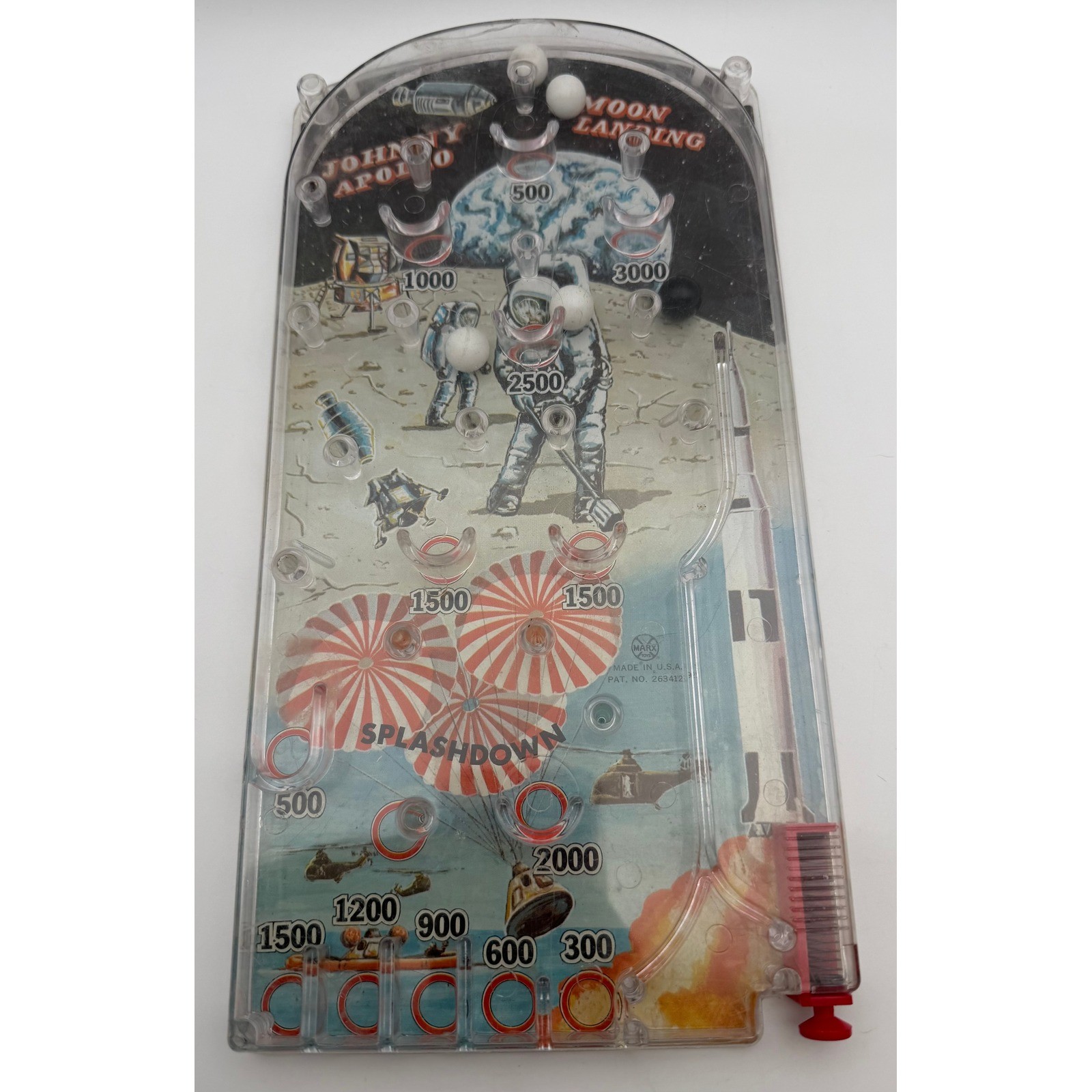 Vintage Marx Johnny Apollo Moon Landing Pinball Game Tin Litho Space Toy