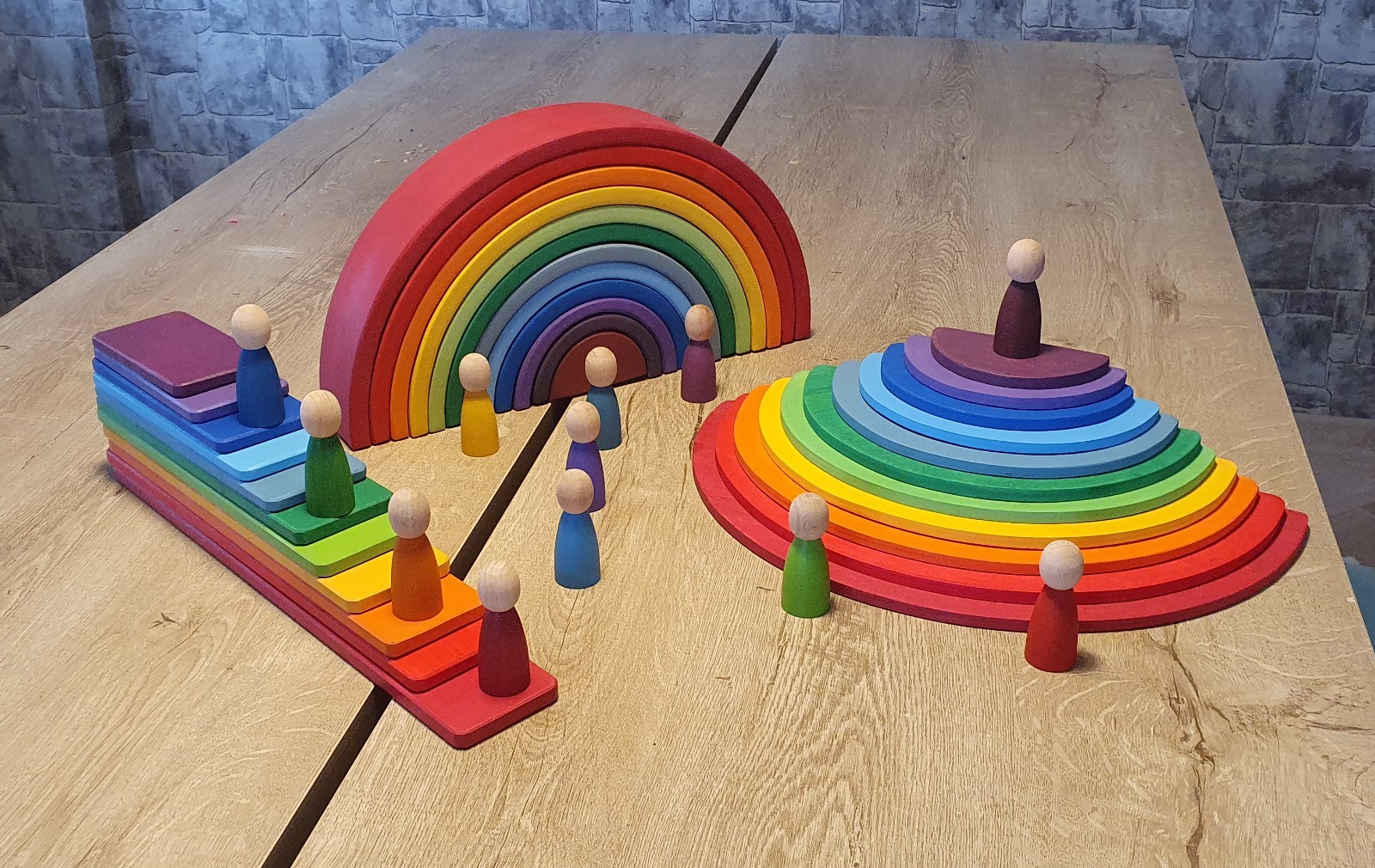 Wooden Rainbow Stacker – Grimms Style Montessori Toy | 46 pcs Wooden Rainbow Stacker – Grimms Style Montessori Toy | 46 pcs