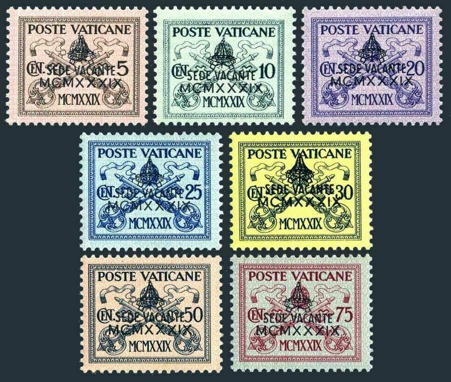 [OOS] Vatican #Mi0073-Mi79 MH 1939 Interregnum Sede Vacante [25c MNH][61-67]
