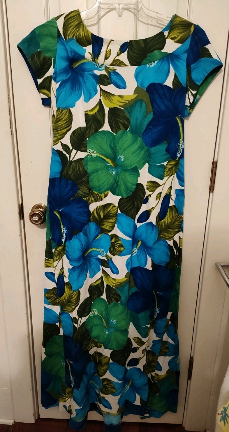 Vintage Pacific Isle Creations of Hawaii Tropical Maxi Dress 14 Waterfall Back Vintage Pacific Isle Creations of Hawaii Tropical Maxi Dress 14 Waterfall Back