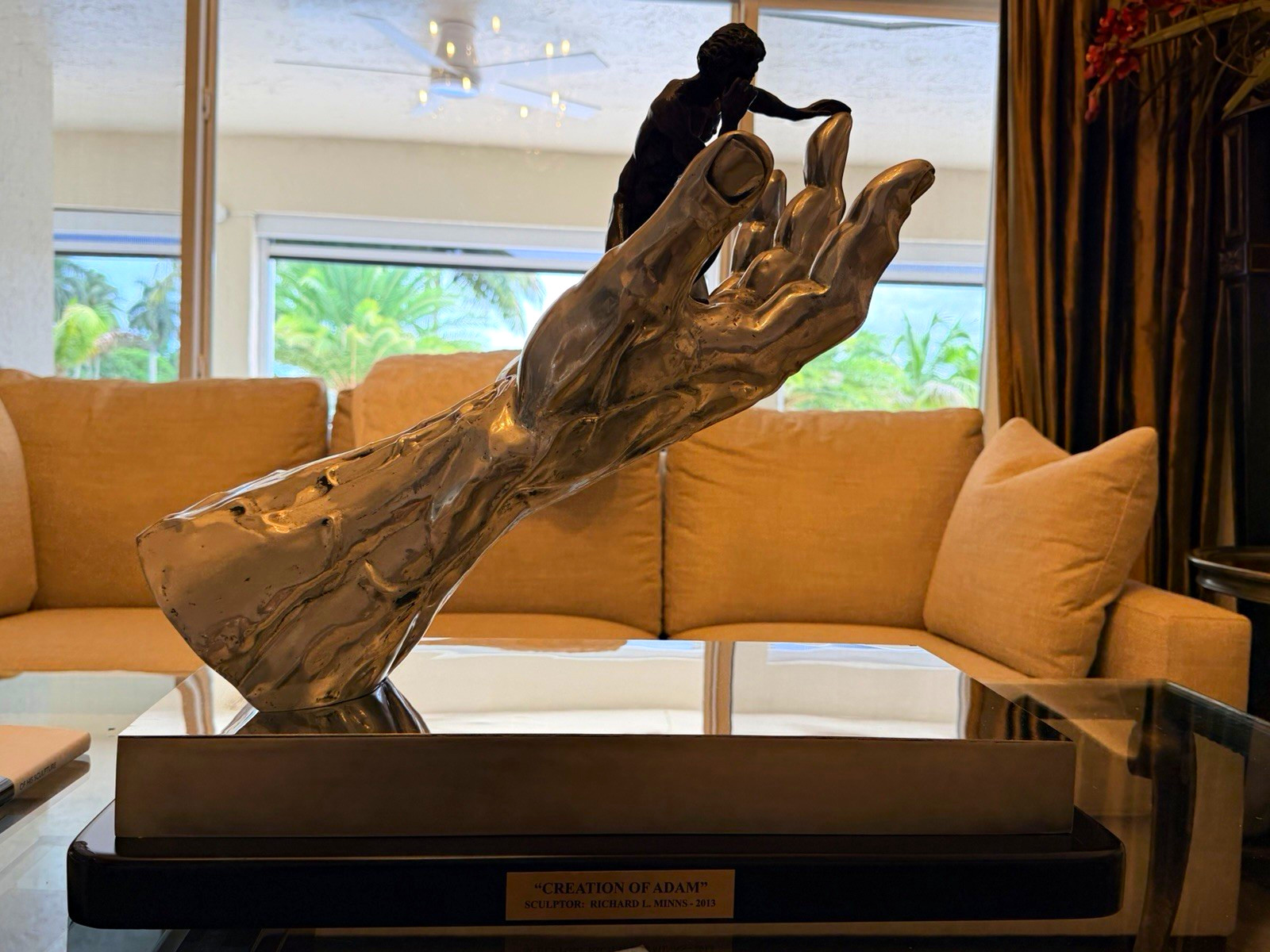 CREATION OF ADAM by Richard L. Minns. bronze statue, 1 of 9 statues made in 2013 CREATION OF ADAM by Richard L. Minns. bronze statue, 1 of 9 statues made in 2013