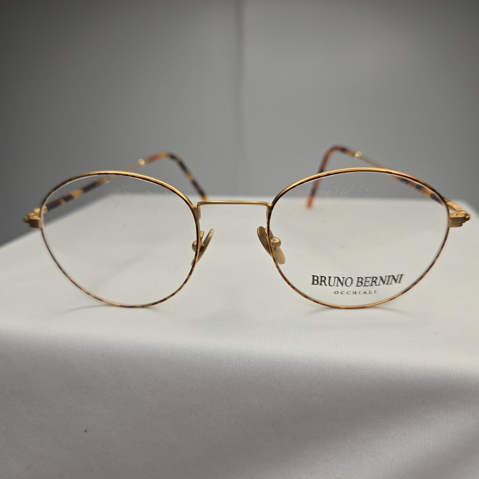 Vintage Bruno Bernini Occhiali A04 Round Eyeglasses Matte Gold Tortoise NOS Mint Vintage Bruno Bernini Occhiali A04 Round Eyeglasses Matte Gold Tortoise NOS Mint