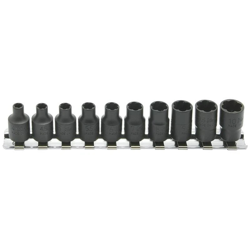 Koken RS2127/10 Nut Twister Set 4mm-10mm 10 Pieces 1/4 Sq. Drive