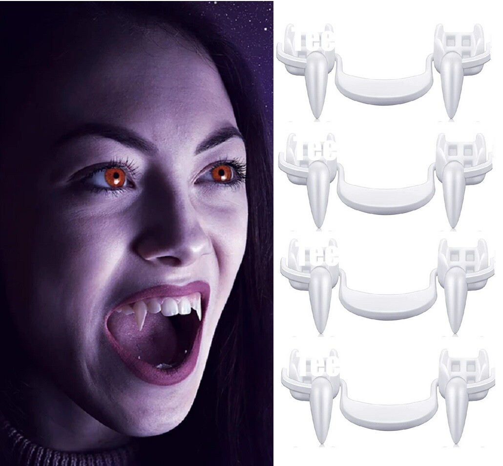 4 × Retractable Vampire Teeth Halloween Cosplay Horror Costume Zombie Fang USA