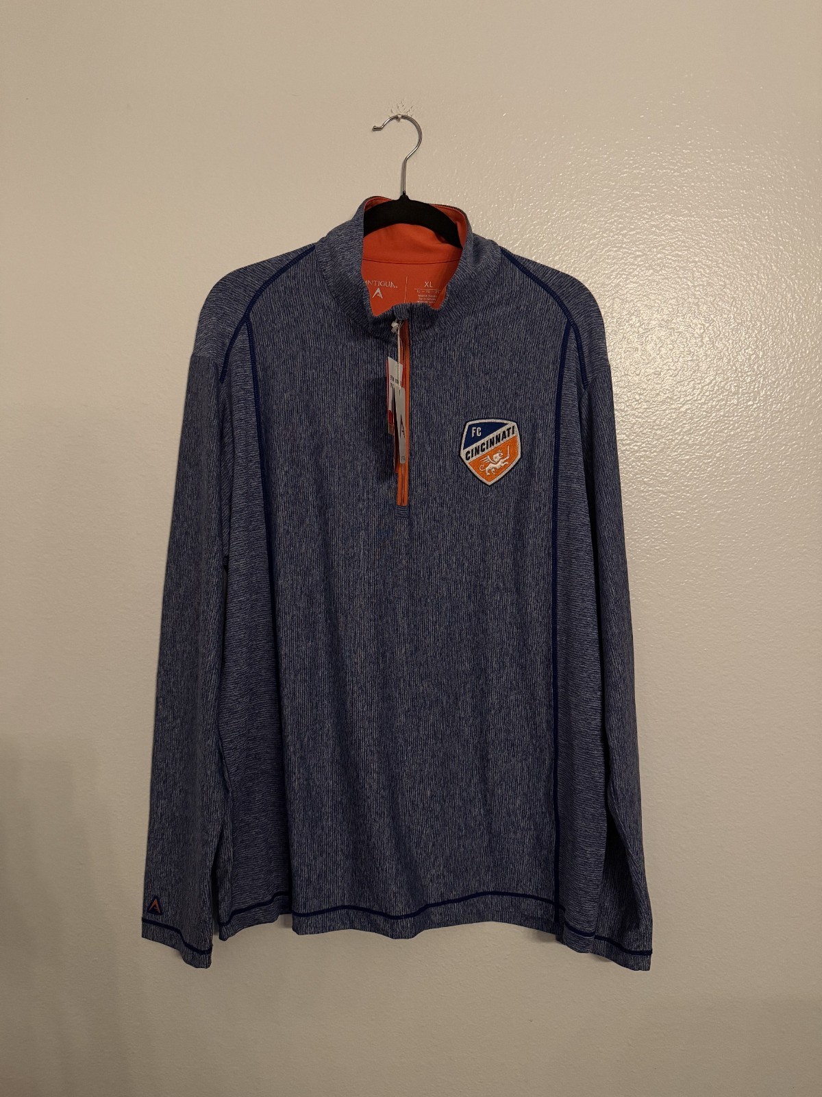 FC Cincinnati Antigua Blue 1/4 Zip Pullover Jacket Men's XL NWT
