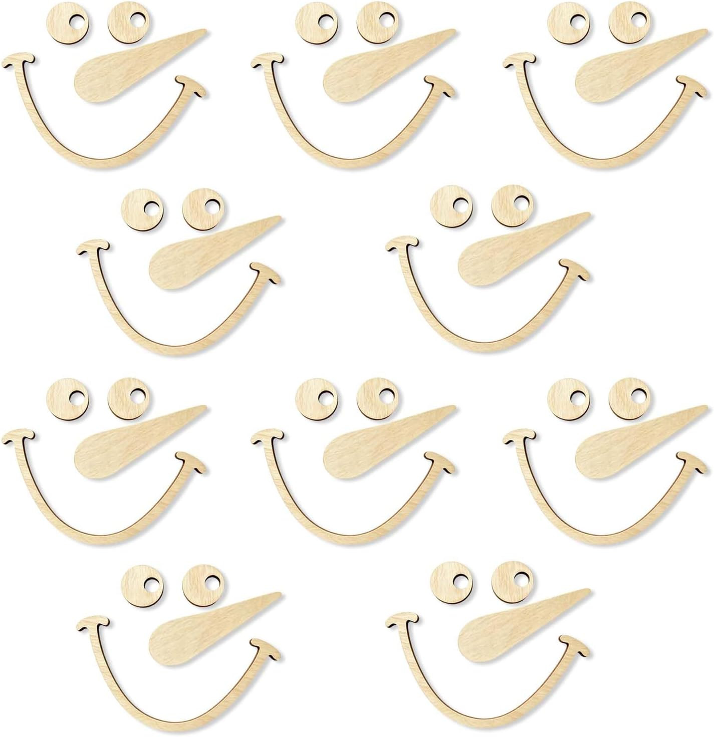 10Pcs Wooden Snowman Face Blank