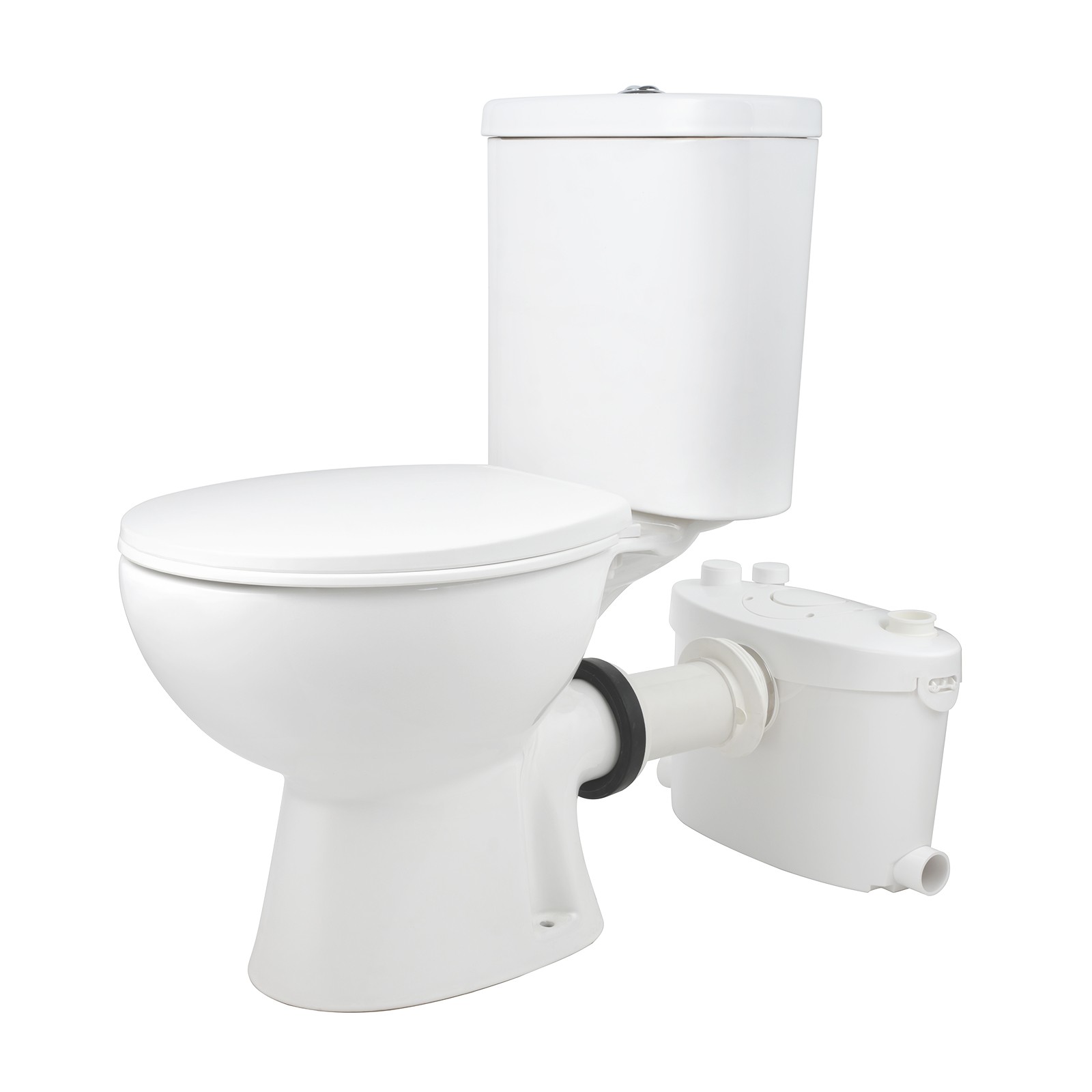 600W Upflush Macerating Toilet System 1/1.6GPF with 4-Inlets Extension Pipe