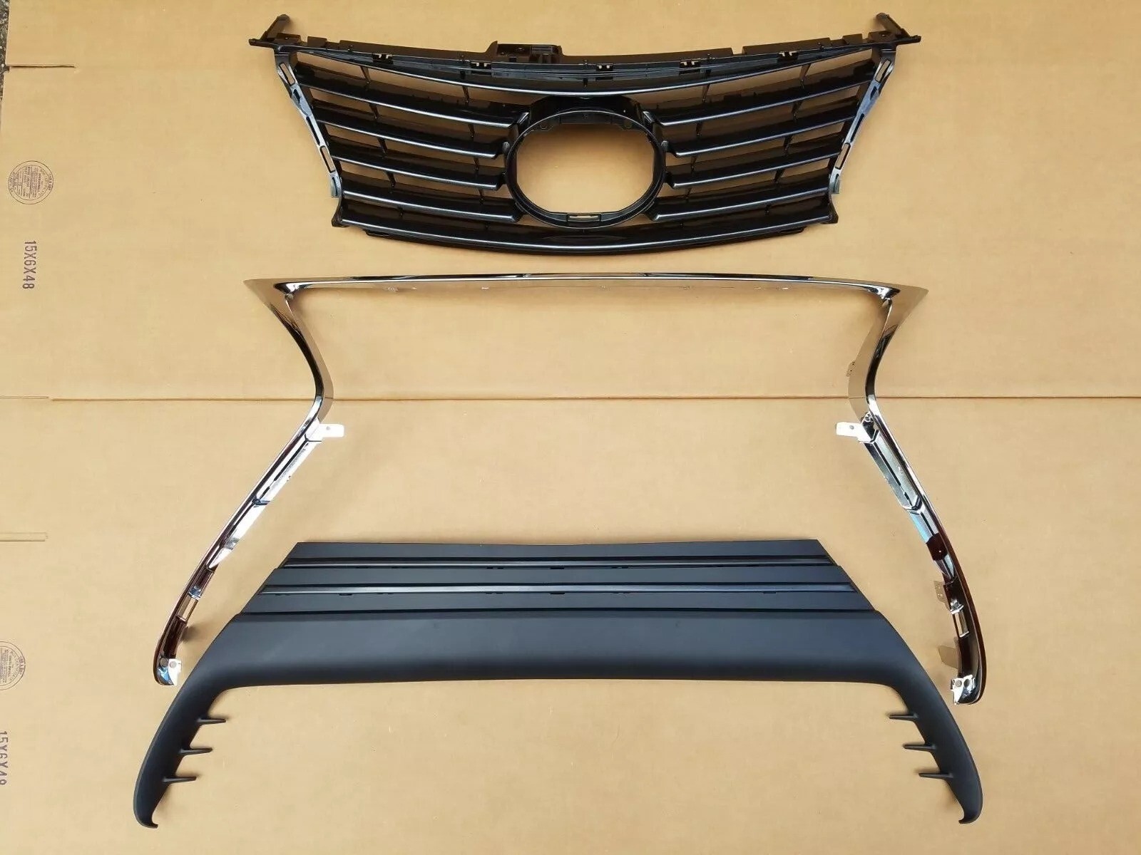 For 2014-2016 Lexus IS200T IS250 IS350 Front Bumper Grille Chrome Molding Set 3p