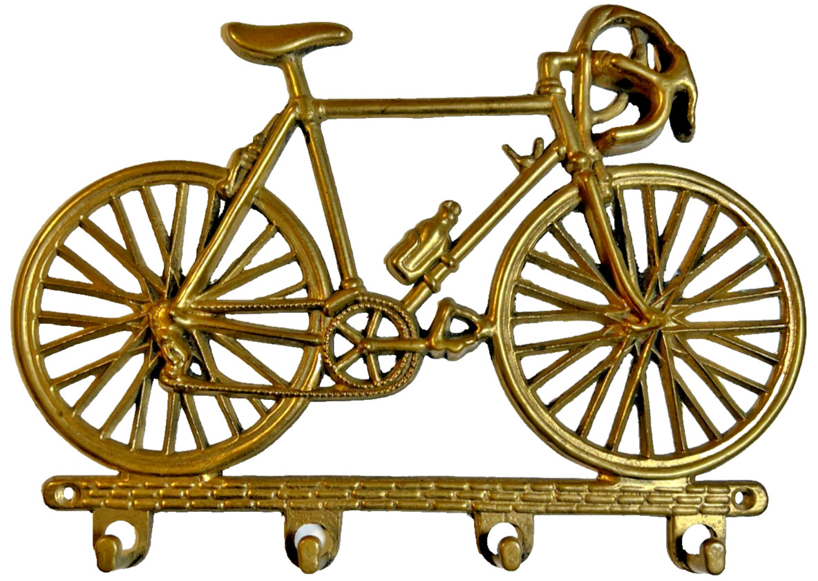 Vintage 1970s 1980s Brass Racing Bike Bicycle Key Holder Wall Hung Rack 4 Hooks Vintage 1970s 1980s Brass Racing Bike Bicycle Key Holder Wall Hung Rack 4 Hooks