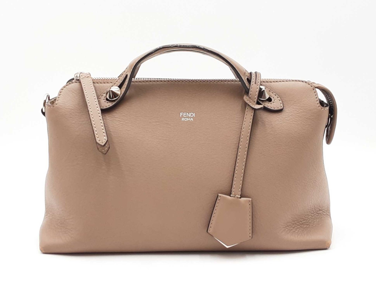Fendi By The Way Boston Bag In Taupe Vitello Dolce Leather Fw0726orxdu
