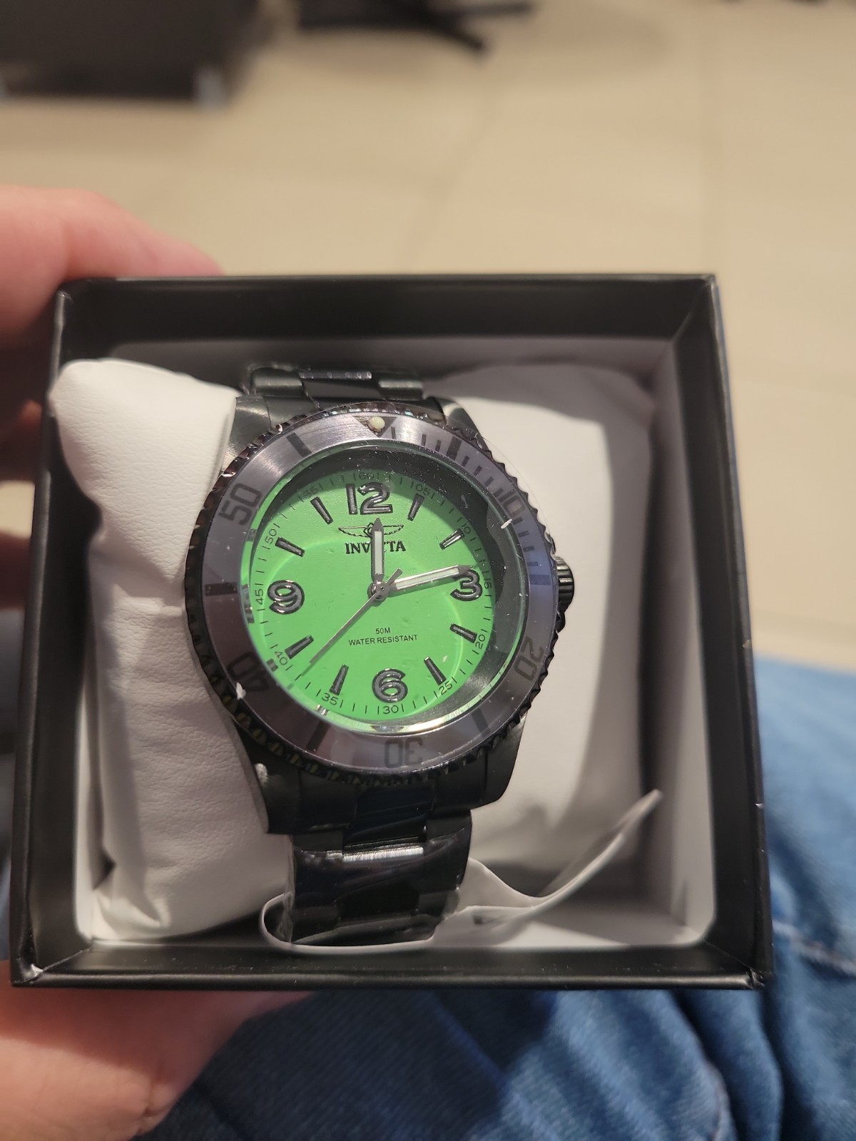 Invicta Speciality Black On Black With Green Glowing Dial Invicta Speciality Black On Black With Green Glowing Dial