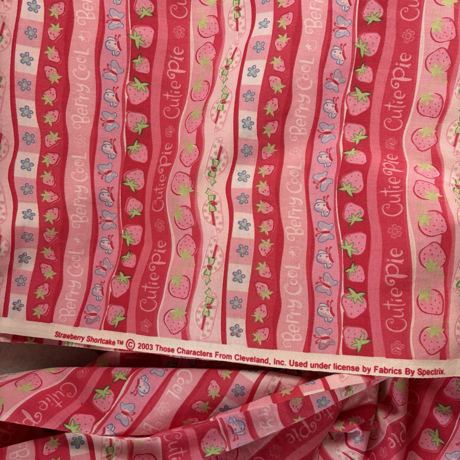 Vintage 2003 Strawberry Shortcake Cotton Fabric 7 Yards NEW Fabric By Spectrix Vintage 2003 Strawberry Shortcake Cotton Fabric 7 Yards NEW Fabric By Spectrix