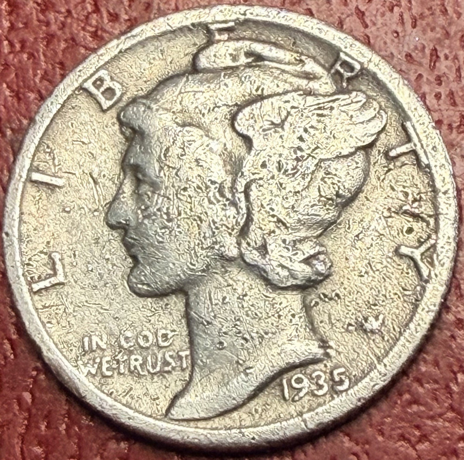 1935-S Mercury Dime. 1935-S Mercury Dime.