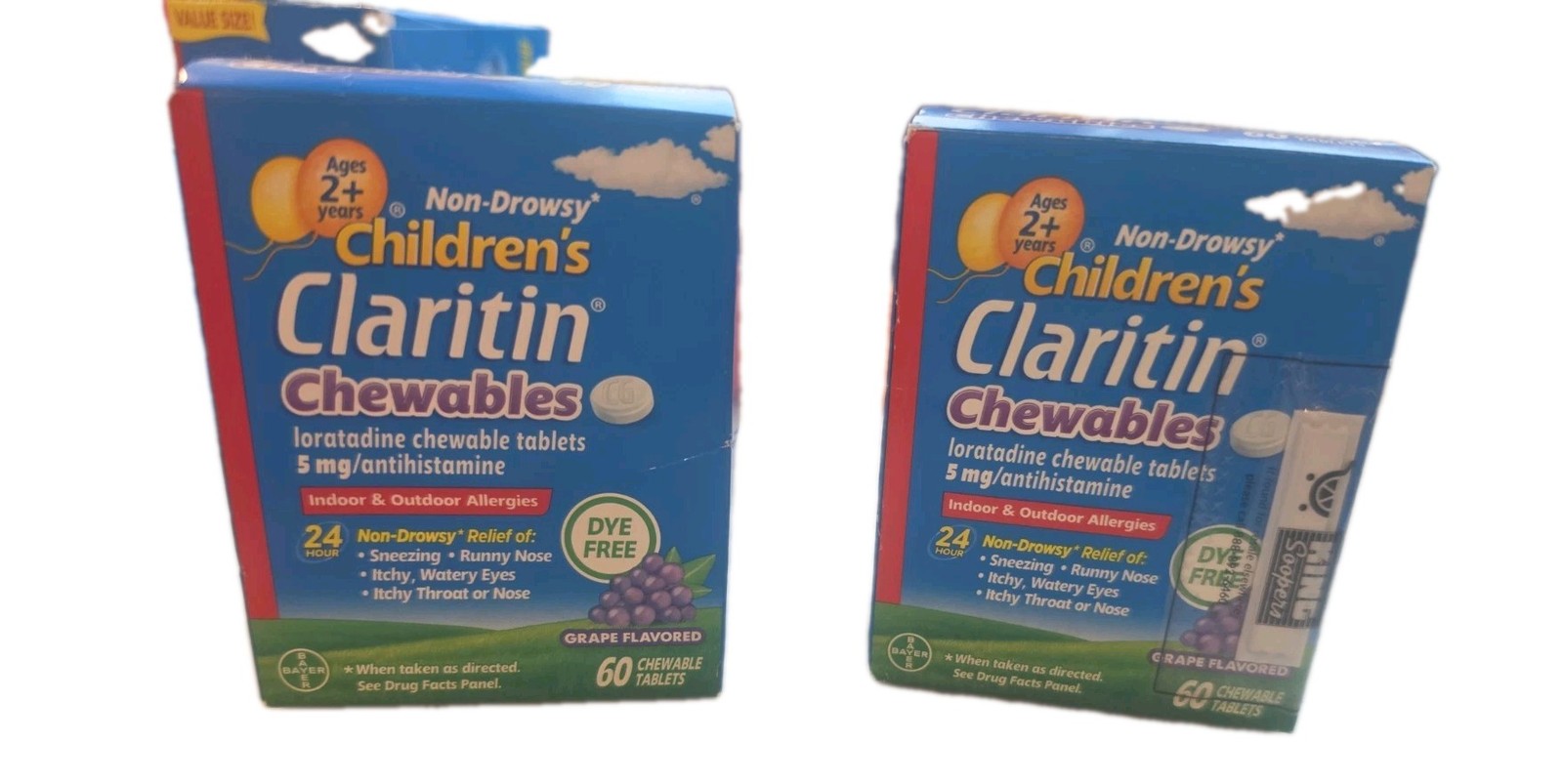 Lot Of 2 Claritin Childrens Grape Chewables 60ct NEW Exp 7/27+ Lot Of 2 Claritin Childrens Grape Chewables 60ct NEW Exp 7/27+