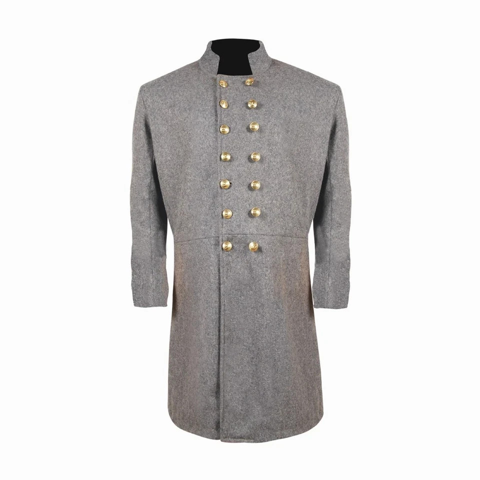 US Civil War Confederate Frock Coat Double Breasted Grey No Braid Size 44 R Item