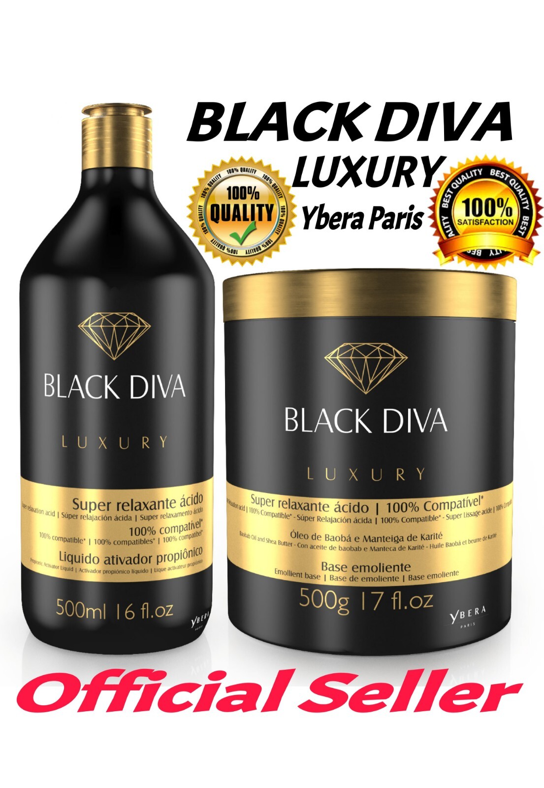 Black Diva Ybera Paris Relaxation Kit/Super Relaxing 100% Compatible 500ml+500g