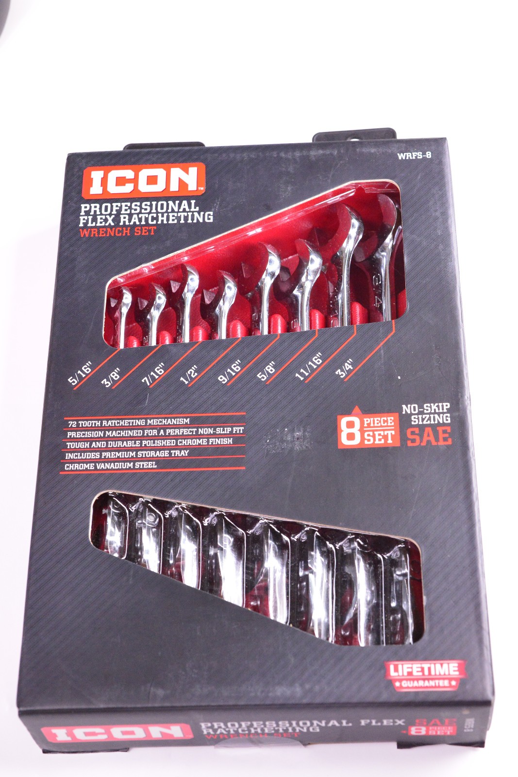 Icon WRFS-8 Professional SAE Flex Ratcheting Wrench Set - 8-Piece - New 56428 Icon WRFS-8 Professional SAE Flex Ratcheting Wrench Set - 8-Piece - New 56428