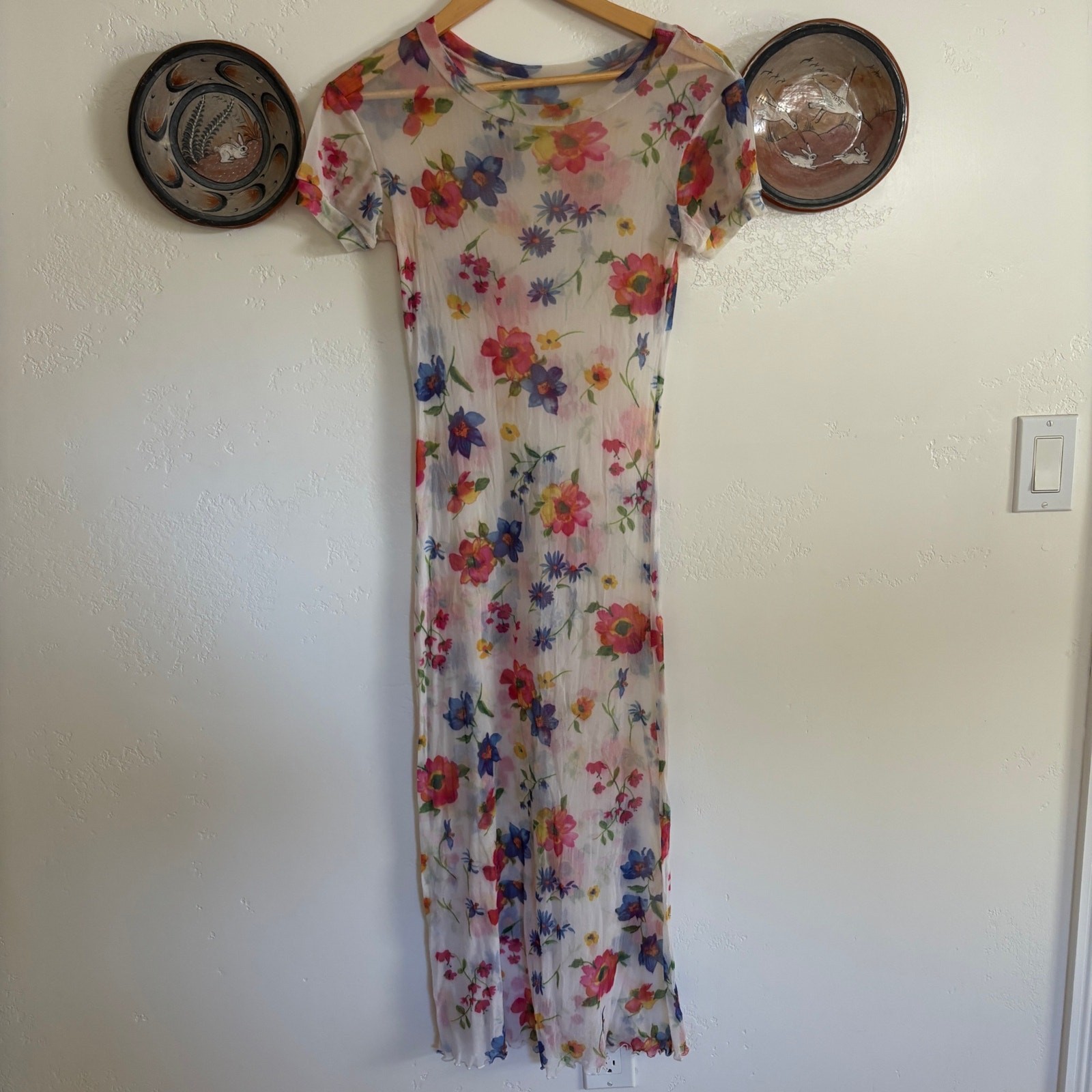 Vintage 90s Sheer Floral Maxi Dress Vintage 90s Sheer Floral Maxi Dress