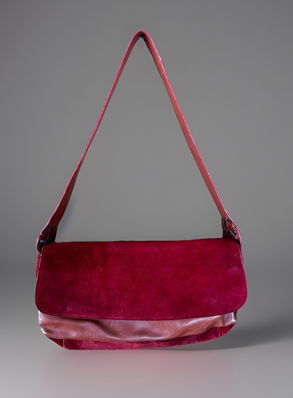 Vintage Arcadia Italy Red Suede Leather Shoulder Bag Y2K Flap Purse 12” W L@@K Vintage Arcadia Italy Red Suede Leather Shoulder Bag Y2K Flap Purse 12” W L@@K