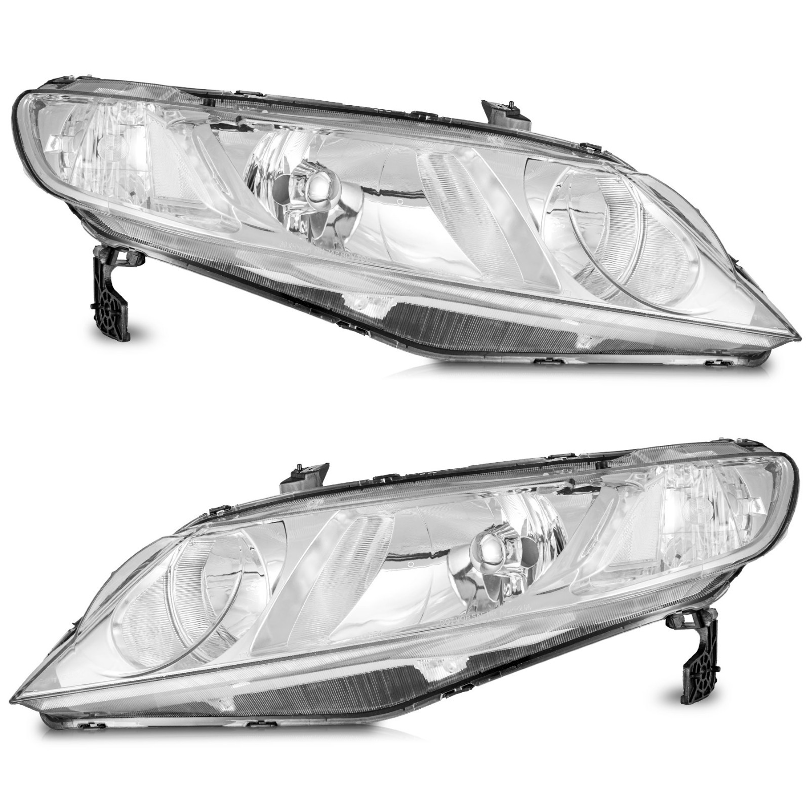 WEELMOTO Pair Headlights For 2006-2011 Honda Civic Sedan 4Dr Chrome Clear Corner