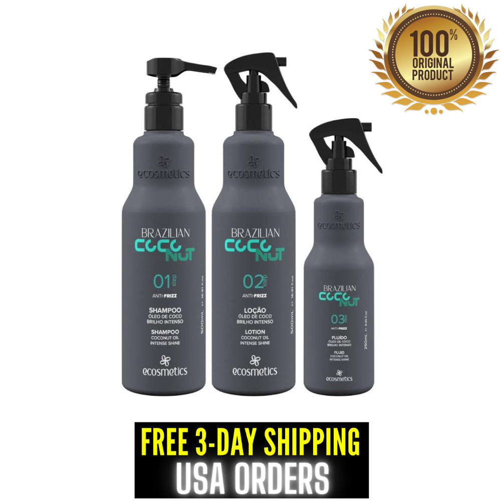 Ecosmetics Brazilian Coconut Anti Frizz Intense Shine Professional Kit 3 Steps