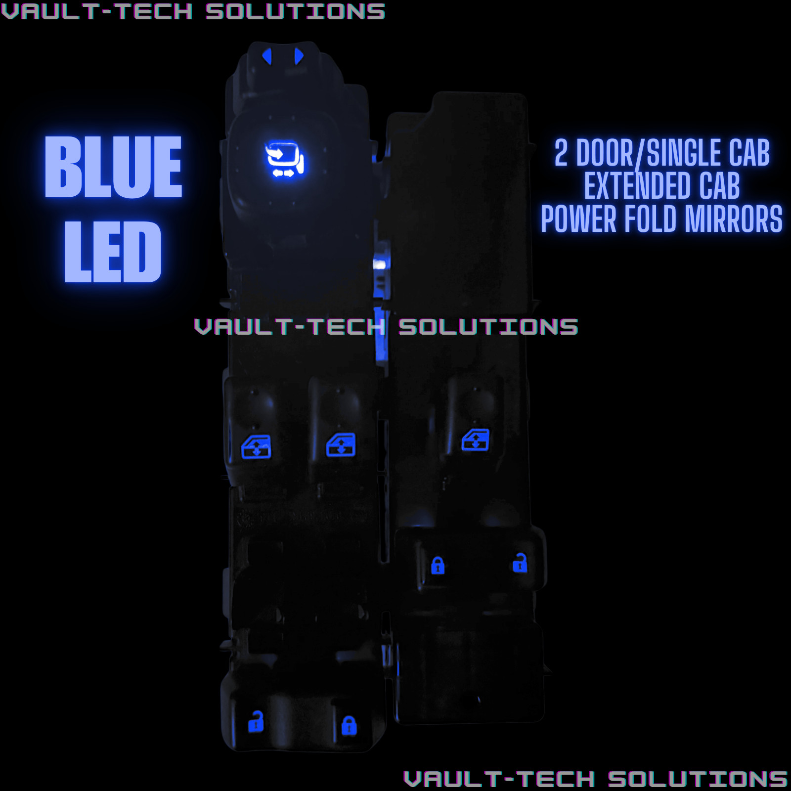 03-06 Silverado Sierra Single Cab Front Window Switch Set BLUE LED Power Fold 03-06 Silverado Sierra Single Cab Front Window Switch Set BLUE LED Power Fold
