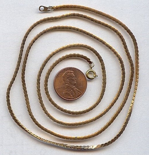 VINTAGE SOLID BRASS POLISHED 2mm. SERPENTINE CHAIN 30