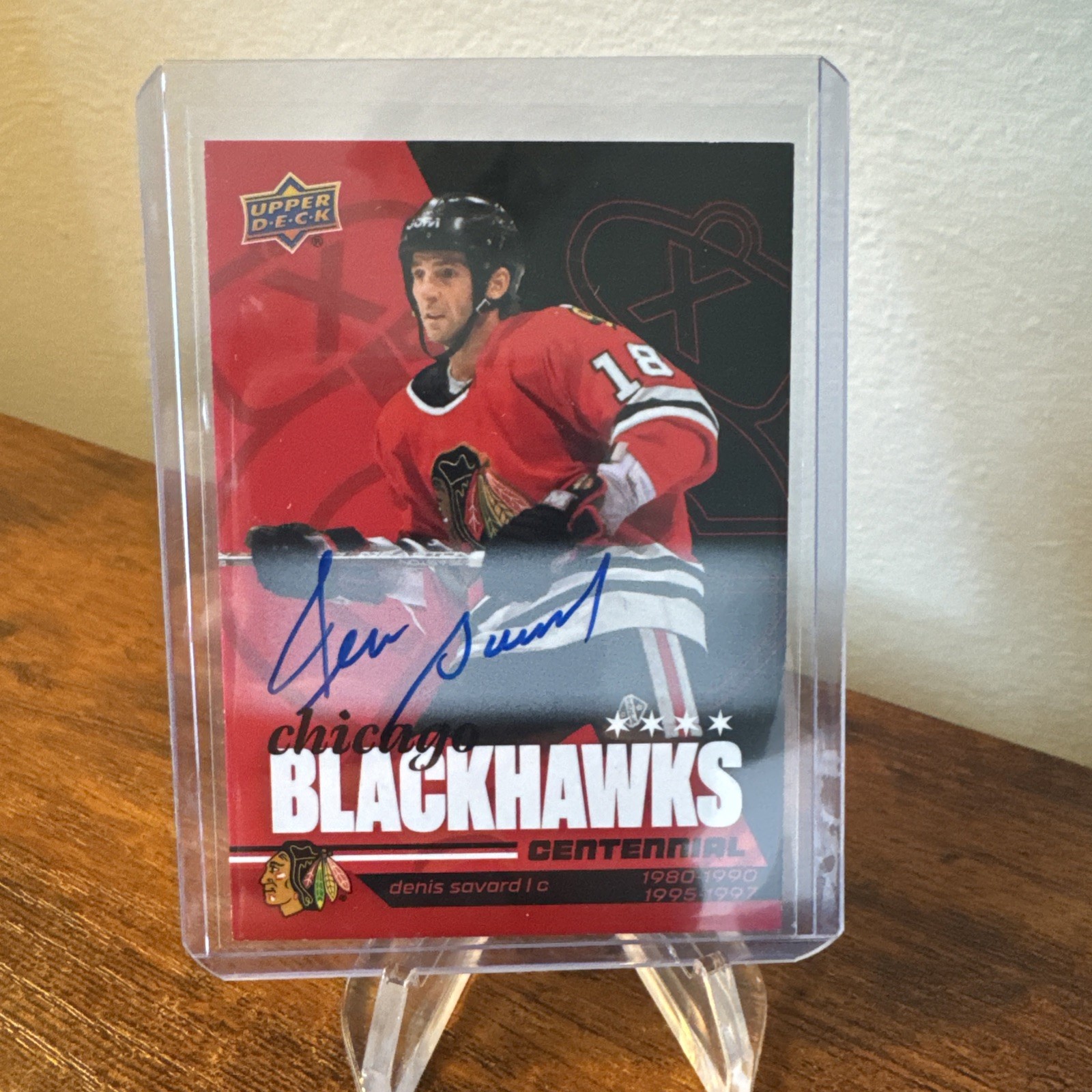 2025 Upper Deck Blackhawk Centennial Denis Savard Red Hot Autos #73 2025 Upper Deck Blackhawk Centennial Denis Savard Red Hot Autos #73