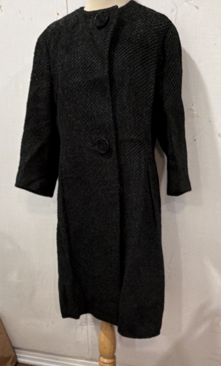 Vintage 50’s/60’s E Falciasecca Italian wool style coat, 3/4 sleeve