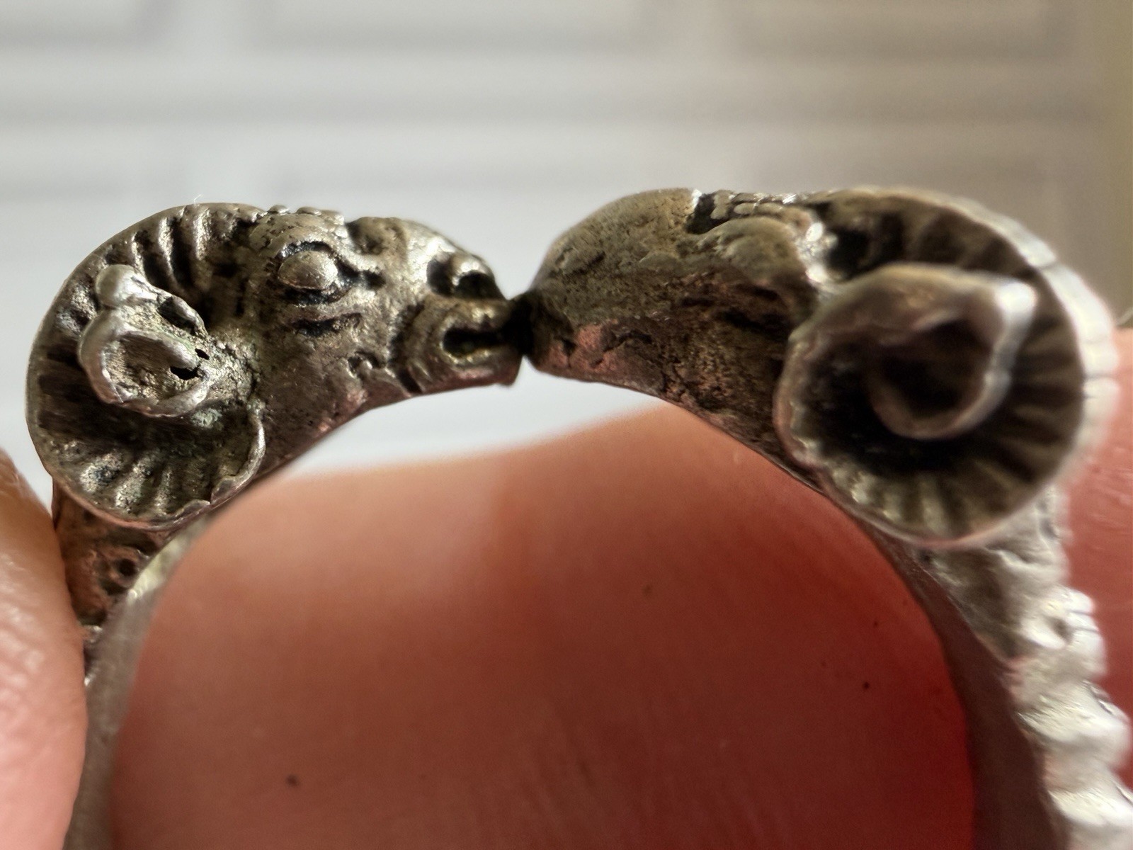 RARE Vintage Sterling Silver Ring Zodiac Aries Greek Ram Head Animal Boho 925