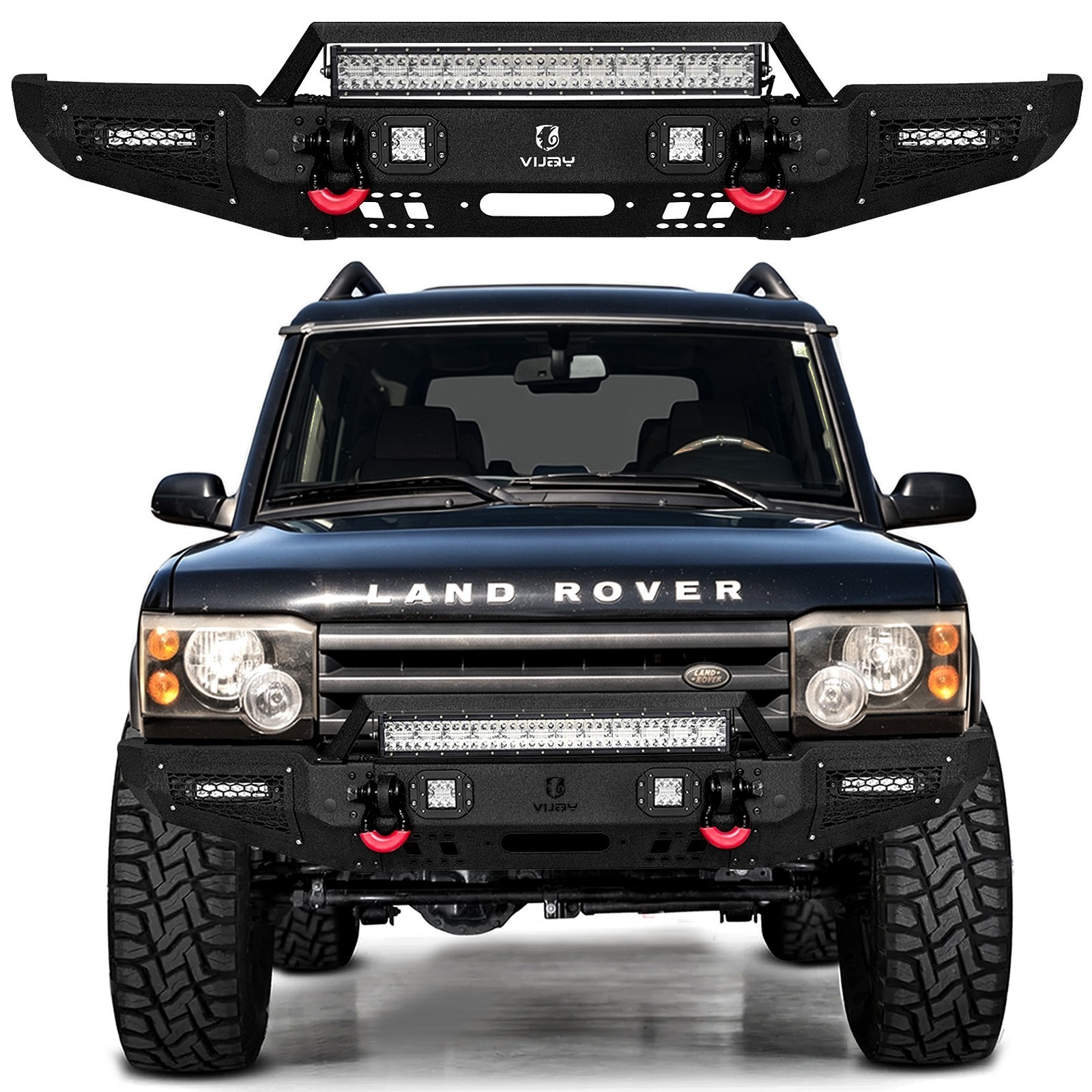 Vijay Steel Front/Rear Bumper W/ Winch Plate For 1999-04 Land Rover Discovery 2