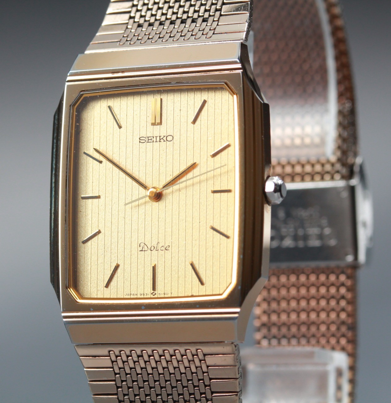 [Exc+5] Vintage SEIKO Dolce 9531-5160 Tungsten Gold Dial Tank Quartz Men\'s Watch