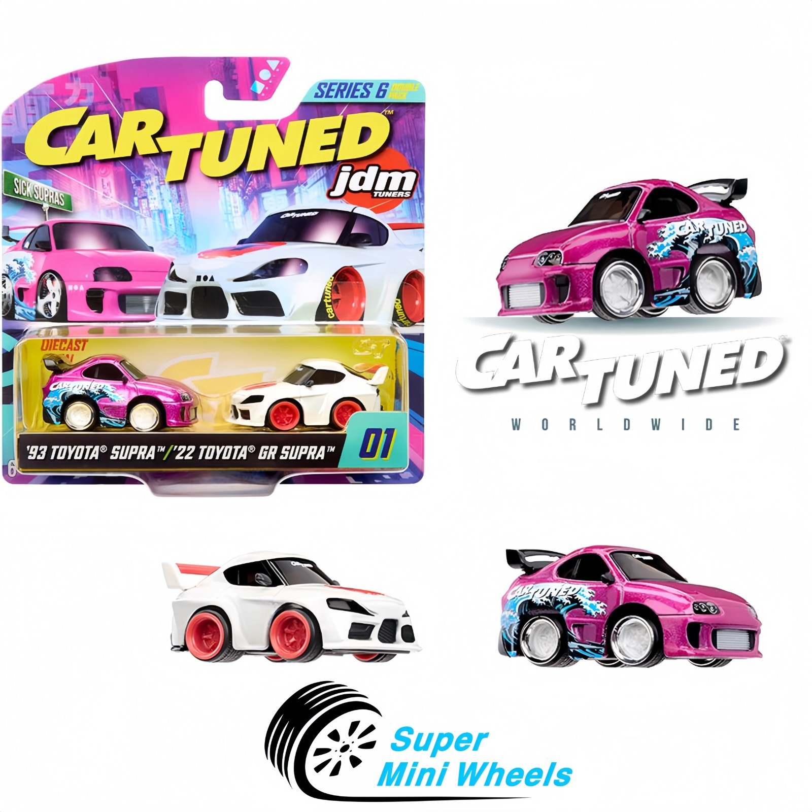 CarTuned 1:64 2-Pack Series 6 JDM Sick Supras 1993 Toyota Supra & 2022 GR Supra CarTuned 1:64 2-Pack Series 6 JDM Sick Supras 1993 Toyota Supra & 2022 GR Supra