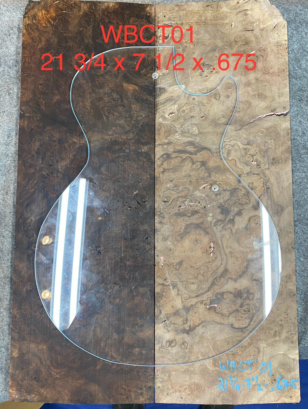 Amazing And Rare Walnut Burl Electric Guitar Carve Top Luthier Tonewood .675”