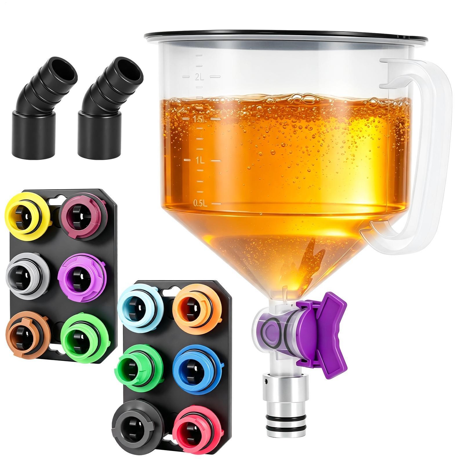 17PC Engine Oil Funnel Set 12 Adapters Elbow Arrow Screen Magnetic Storage Tray 17PC Engine Oil Funnel Set 12 Adapters Elbow Arrow Screen Magnetic Storage Tray