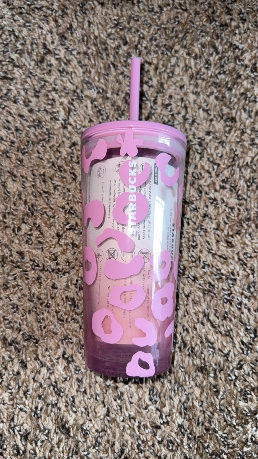 NEW Starbucks 2021 Pink Leopard Cheetah Animal Print Glass Tumbler Straw 18oz NEW Starbucks 2021 Pink Leopard Cheetah Animal Print Glass Tumbler Straw 18oz