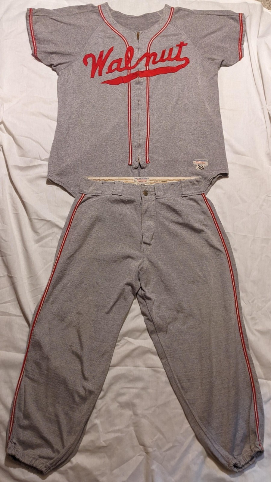Rare 1940s/50s game worn Walnut Iowa flannel baseball uniform-Spalding/Hauff tag Rare 1940s/50s game worn Walnut Iowa flannel baseball uniform-Spalding/Hauff tag