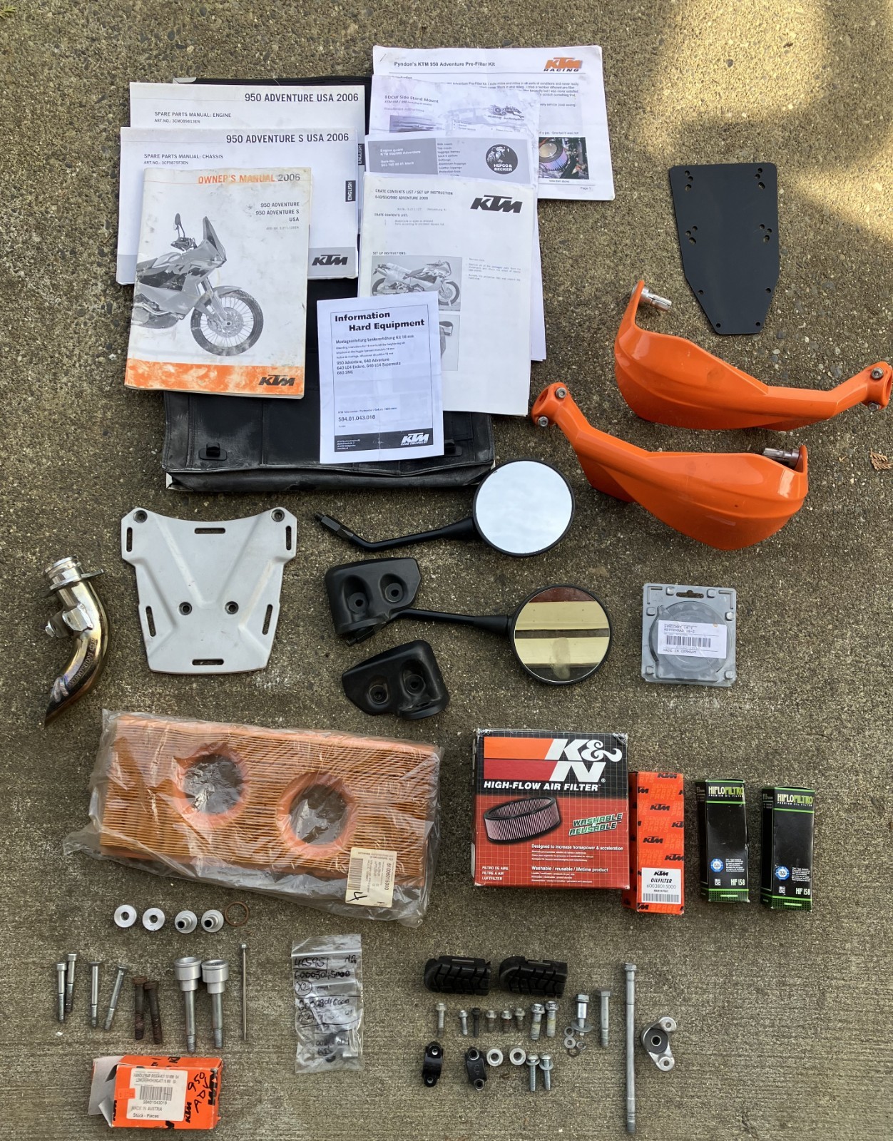 KTM 950 & 990 Parts LOT Manuals, Filters, Rear Sprocket, Hand Guards, Risers, ++ KTM 950 & 990 Parts LOT Manuals, Filters, Rear Sprocket, Hand Guards, Risers, ++