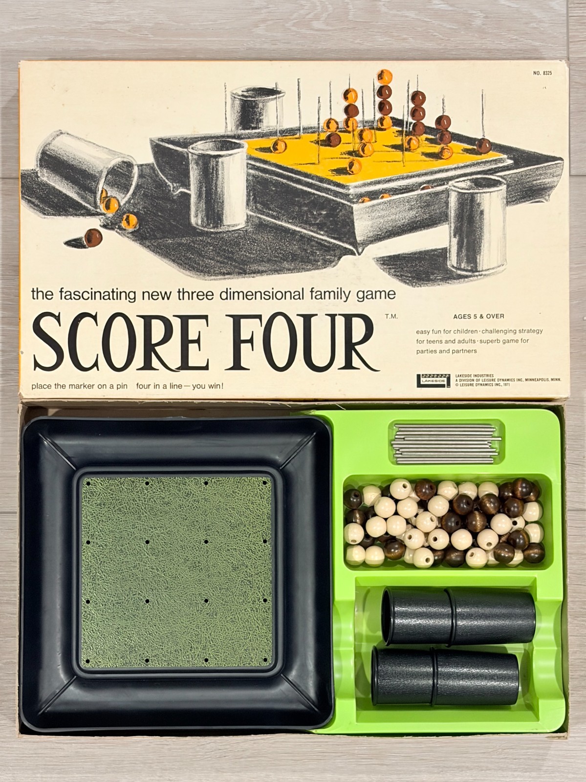 Score Four Board Game 100% COMPLETE Lakeside 1971 3D Strategy Vintage