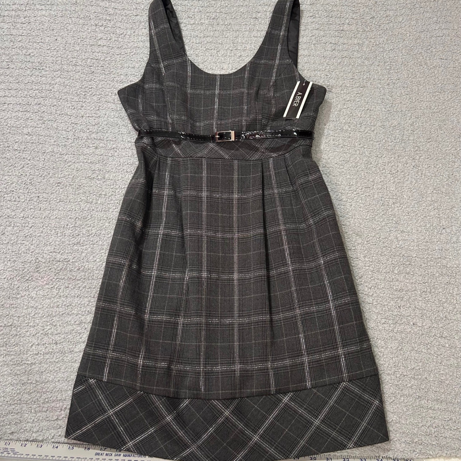 A. Byer Plaid Mini Dress 11 Grey Deadstock Y2K Vintage Coquette Schoolgirl