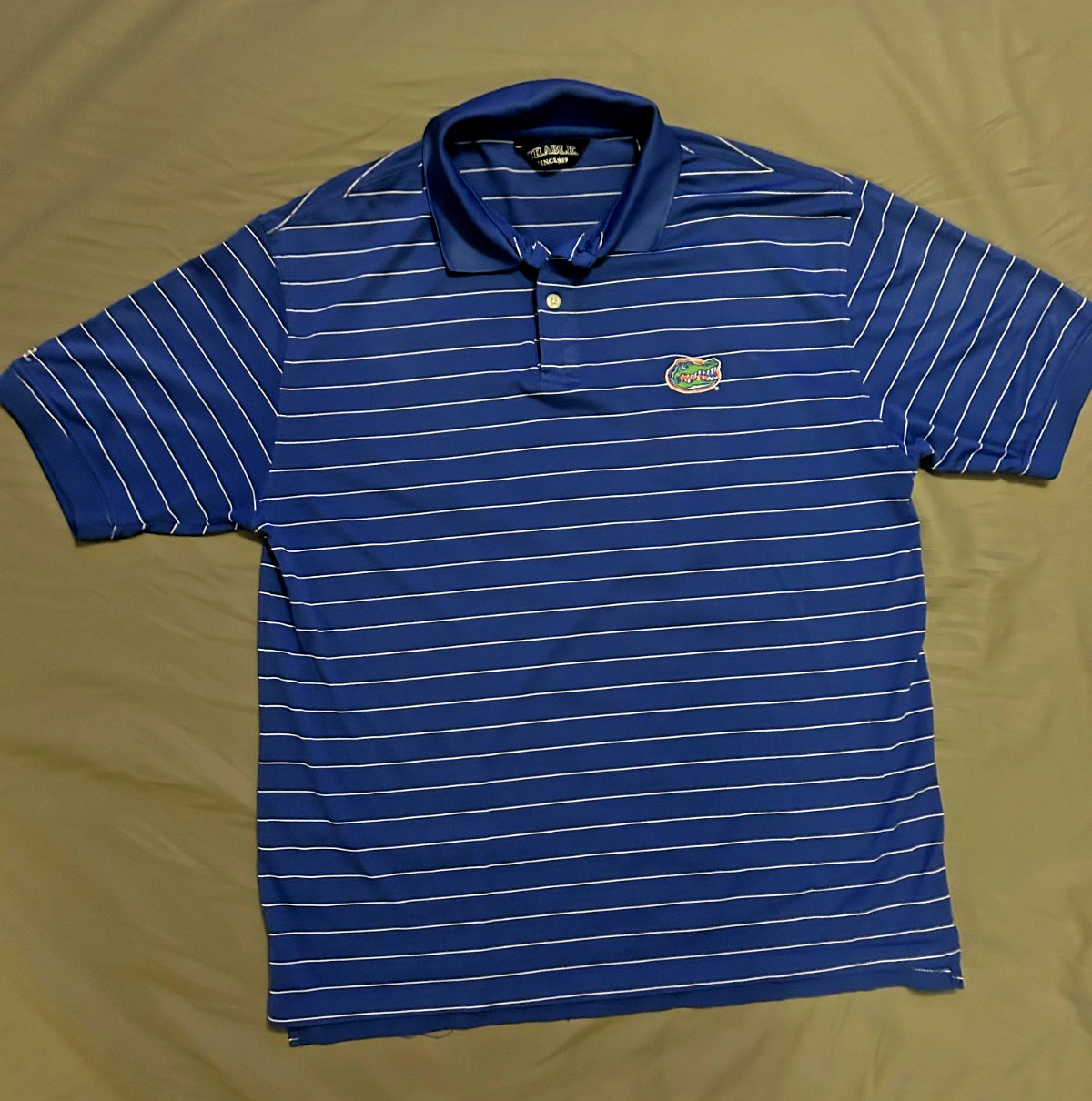 Crable Men’s XL Blue White Striped Polo Shirt University of Florida Gators UF