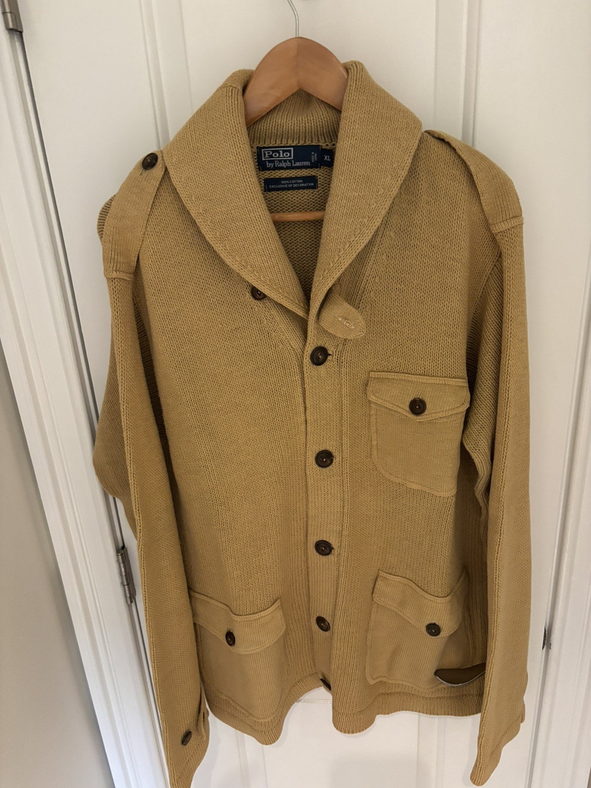 Polo by Ralph Lauren Blue Label Vintage 100% Cotton Shawl-Collar Cardigan Polo by Ralph Lauren Blue Label Vintage 100% Cotton Shawl-Collar Cardigan