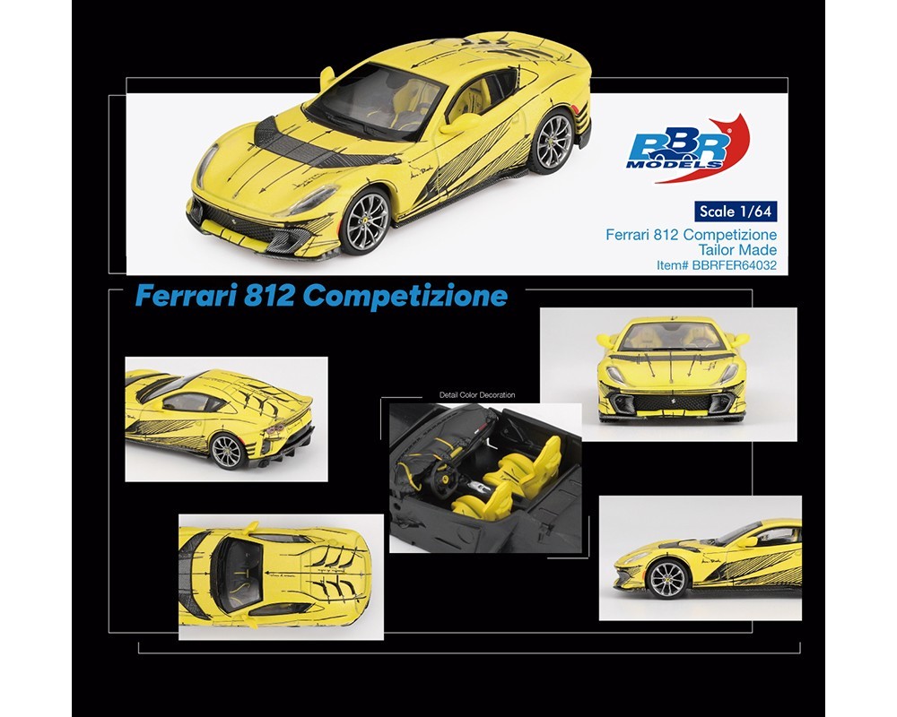 BBR Models Ferrari 812 Competizone Giallo Modena Yellow 1/64