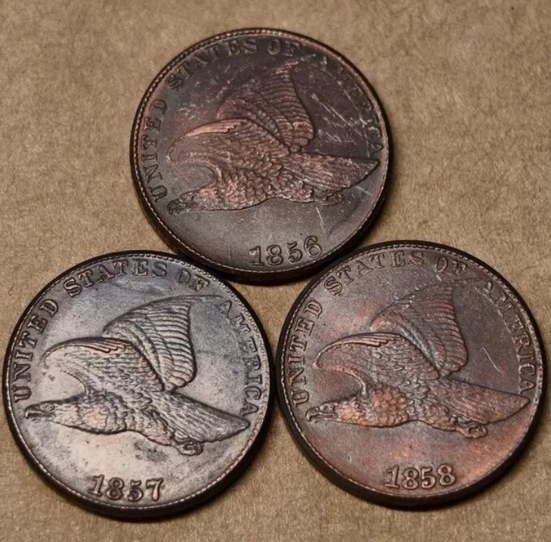 1856/1857/1858 3Pcs Flying Eagle Cent Very Good VG Coin As shown in the figure 1856/1857/1858 3Pcs Flying Eagle Cent Very Good VG Coin As shown in the figure