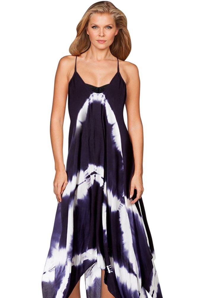 Raviya Women\'s Swim Coverup Maxi Dress Navy Tie Dye M New Raviya Women\'s Swim Coverup Maxi Dress Navy Tie Dye M New