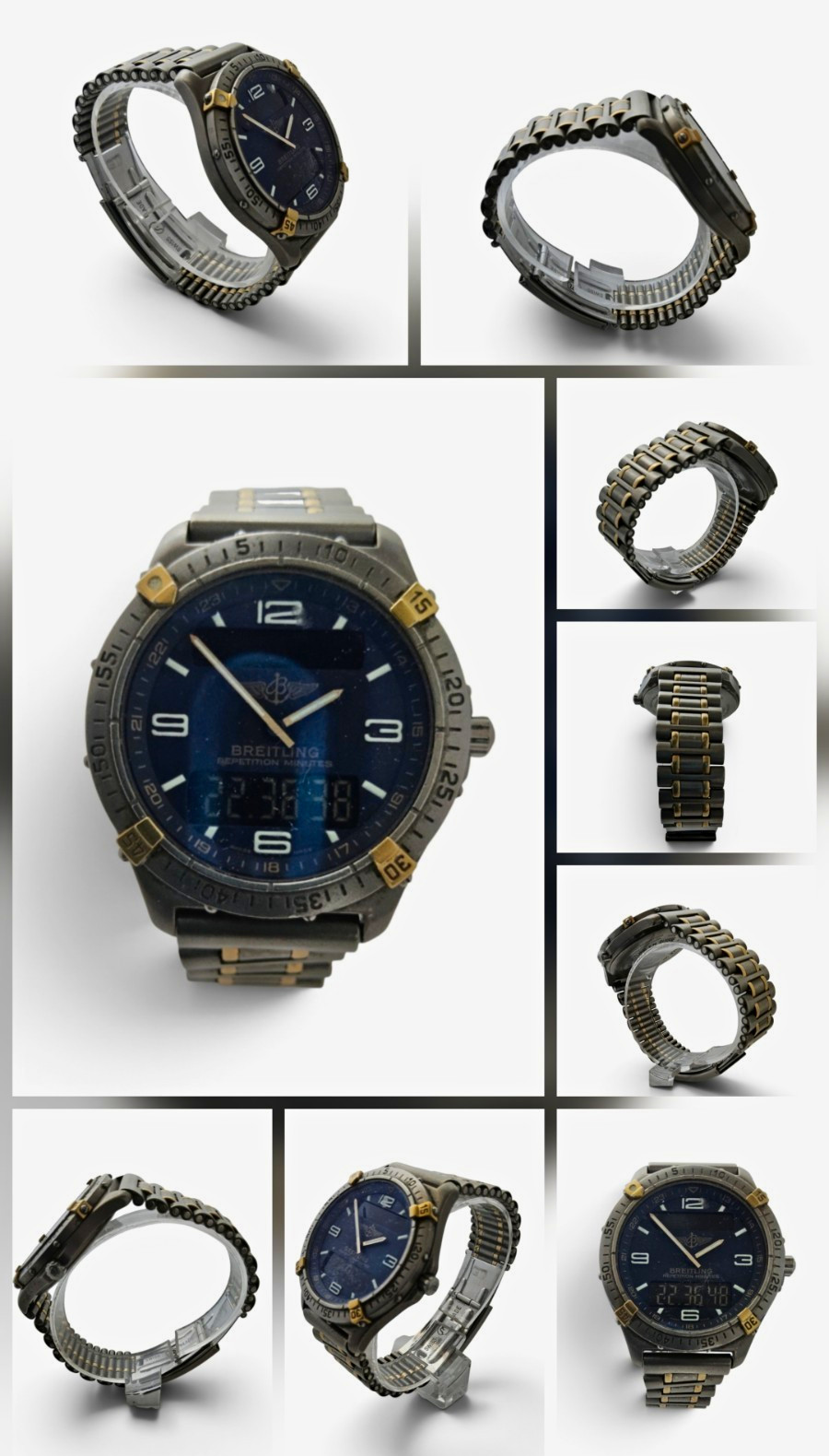 Breitling Aerospace Men\'s 40mm Blue Dial Analog Titanium/Digital Quartz Bracelet Breitling Aerospace Men\'s 40mm Blue Dial Analog Titanium/Digital Quartz Bracelet