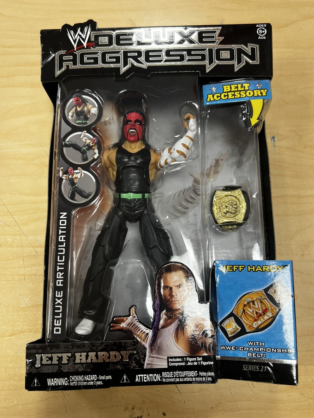 2009 WWE Jakks Deluxe Aggression Series 21 Jeff Hardy with Face Paint Belt NIB 2009 WWE Jakks Deluxe Aggression Series 21 Jeff Hardy with Face Paint Belt NIB