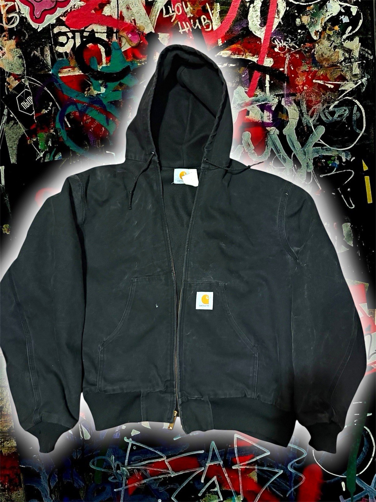 90s Carhartt JR106 Men’s Black Full Zip Hooded Fleece Hoodie Cotton Logo Size L 90s Carhartt JR106 Men’s Black Full Zip Hooded Fleece Hoodie Cotton Logo Size L