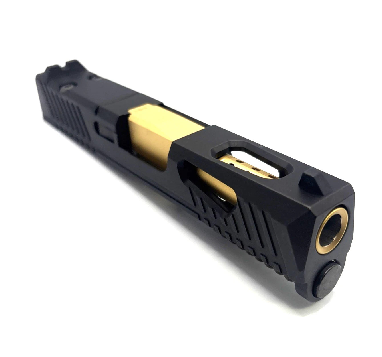 HTA Glock 43 43x 48 Complete Black Reaper Slide RMSc Cut Gold TiN Ported Barrel