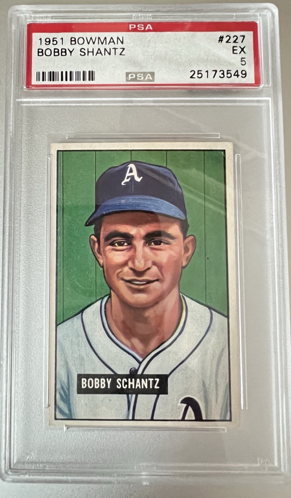 1951 Bowman Bobby Shantz #227 PSA 5 EX Philadelphia Athletics Schantz Error 1951 Bowman Bobby Shantz #227 PSA 5 EX Philadelphia Athletics Schantz Error